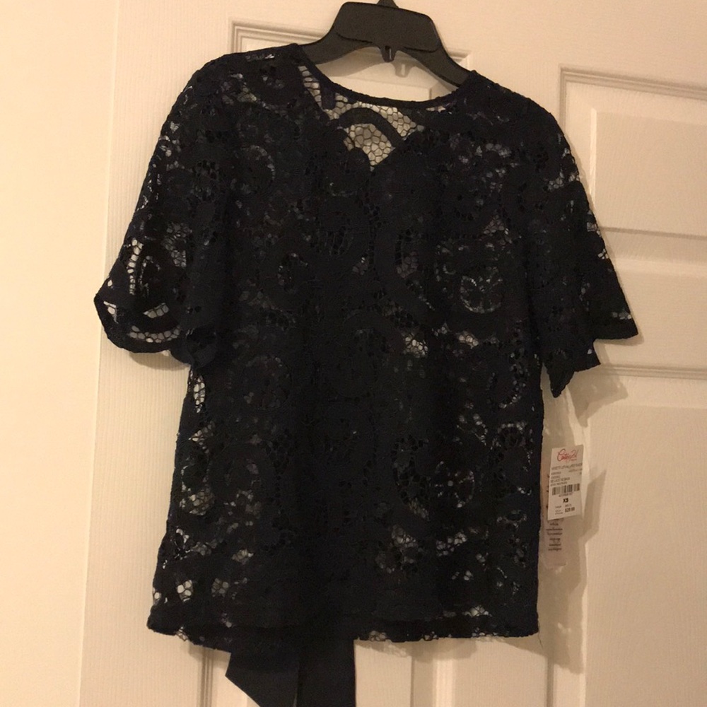 2pc Navy Lace top w cami lingerie snaps back bow